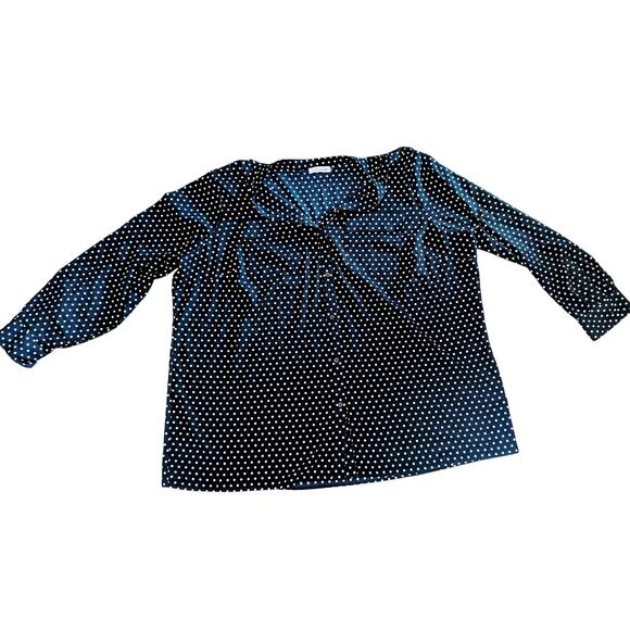 Womens Calvin Klein Button Up Polka Dot Lightweight Shoulder Strap Pockets Sz 4X - Picture 1 of 4